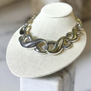 Vintage Givenchy Shilb Necklace Silver Tone Infinity Link Choker Collar NO BOX